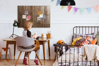 Magnetisch planbord van bedrukt glas in de kleur donker hout