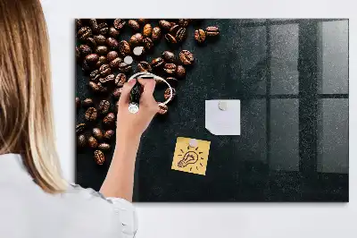 Magnetisch planbord van bedrukt glas voor aan de muur koffiebonen design