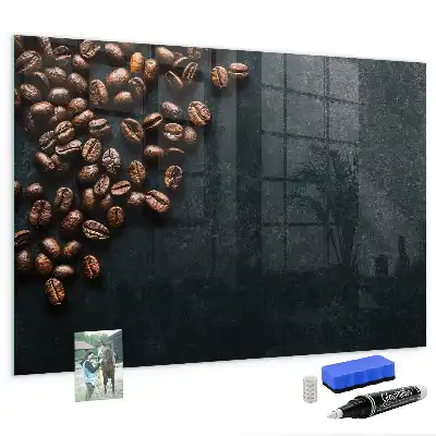 Magnetisch planbord van bedrukt glas voor aan de muur koffiebonen design