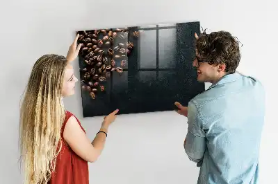 Magnetisch planbord van bedrukt glas voor aan de muur koffiebonen design