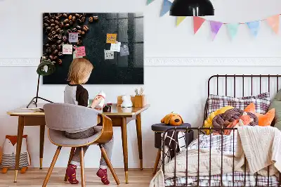 Magnetisch planbord van bedrukt glas voor aan de muur koffiebonen design