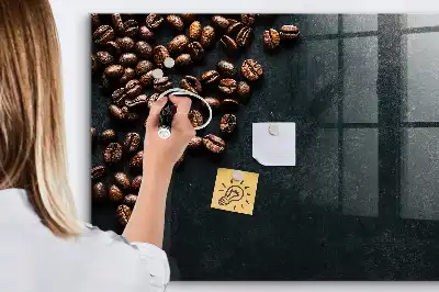 Magnetisch planbord van bedrukt glas voor aan de muur koffiebonen design