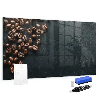 Magnetisch planbord van bedrukt glas voor aan de muur koffiebonen design