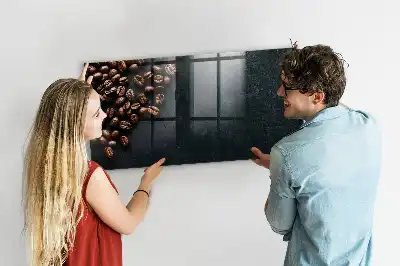 Magnetisch planbord van bedrukt glas voor aan de muur koffiebonen design