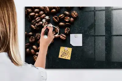 Magnetisch planbord van bedrukt glas voor aan de muur koffiebonen design