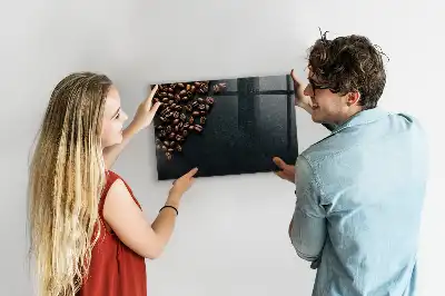 Magnetisch planbord van bedrukt glas voor aan de muur koffiebonen design