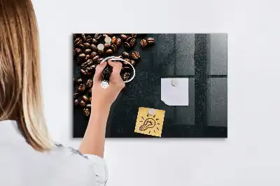 Magnetisch planbord van bedrukt glas voor aan de muur koffiebonen design