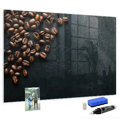 Magnetisch planbord van bedrukt glas voor aan de muur koffiebonen design