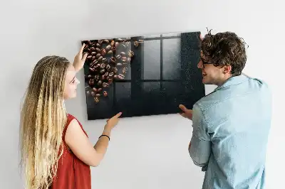 Magnetisch planbord van bedrukt glas voor aan de muur koffiebonen design