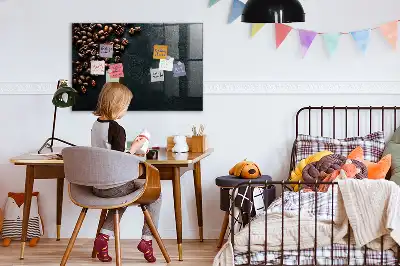 Magnetisch planbord van bedrukt glas voor aan de muur koffiebonen design