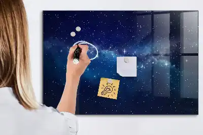 Magnetisch planbord van bedrukt glas met motief van donkere lucht en sterren