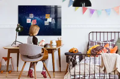 Magnetisch planbord van bedrukt glas met motief van donkere lucht en sterren