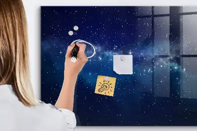Magnetisch planbord van bedrukt glas met motief van donkere lucht en sterren