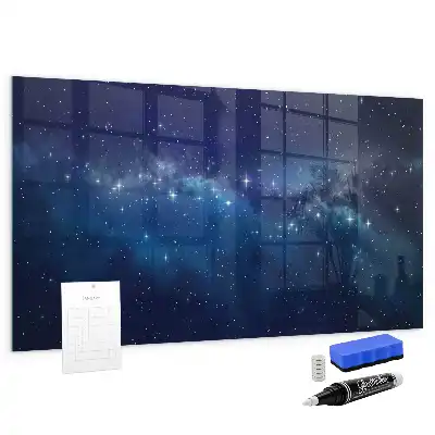 Magnetisch planbord van bedrukt glas met motief van donkere lucht en sterren