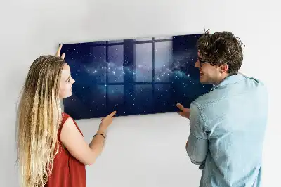 Magnetisch planbord van bedrukt glas met motief van donkere lucht en sterren