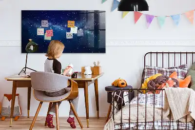 Magnetisch planbord van bedrukt glas met motief van donkere lucht en sterren
