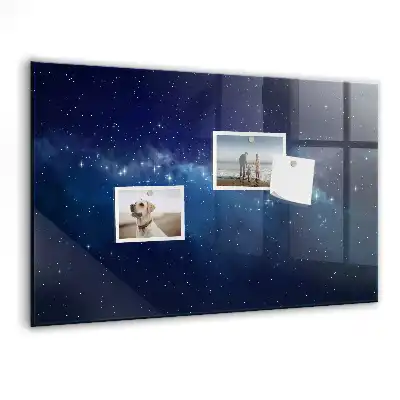 Magnetisch planbord van bedrukt glas met motief van donkere lucht en sterren
