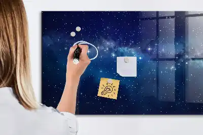 Magnetisch planbord van bedrukt glas met motief van donkere lucht en sterren