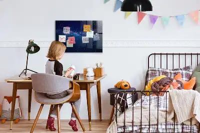 Magnetisch planbord van bedrukt glas met motief van donkere lucht en sterren