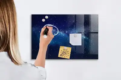 Magnetisch planbord van bedrukt glas met motief van donkere lucht en sterren