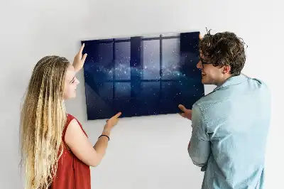 Magnetisch planbord van bedrukt glas met motief van donkere lucht en sterren