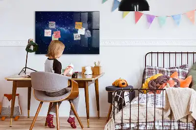 Magnetisch planbord van bedrukt glas met motief van donkere lucht en sterren