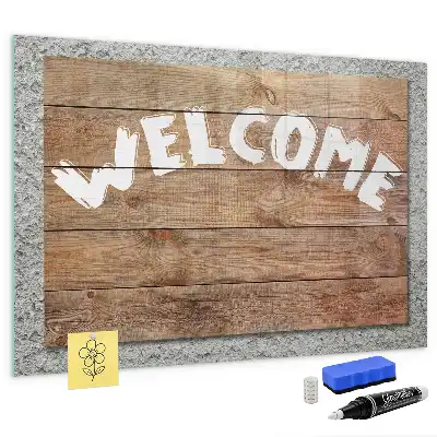 Magnetisch glazen planbord welkomstbord met bedrukking voor aan de muur
