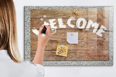 Magnetisch glazen planbord welkomstbord met bedrukking voor aan de muur
