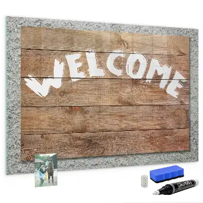 Magnetisch glazen planbord welkomstbord met bedrukking voor aan de muur