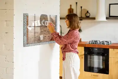 Magnetisch glazen planbord welkomstbord met bedrukking voor aan de muur