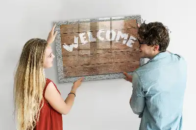 Magnetisch glazen planbord welkomstbord met bedrukking voor aan de muur