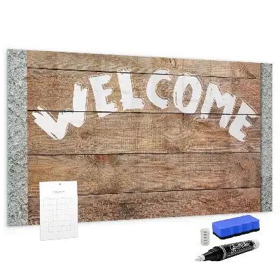 Magnetisch glazen planbord welkomstbord met bedrukking voor aan de muur
