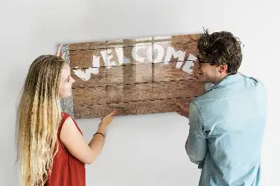 Magnetisch glazen planbord welkomstbord met bedrukking voor aan de muur