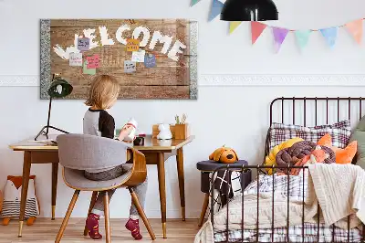 Magnetisch glazen planbord welkomstbord met bedrukking voor aan de muur