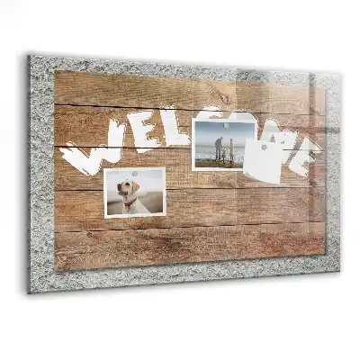 Magnetisch glazen planbord welkomstbord met bedrukking voor aan de muur
