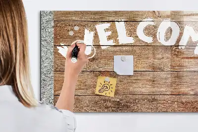 Magnetisch glazen planbord welkomstbord met bedrukking voor aan de muur