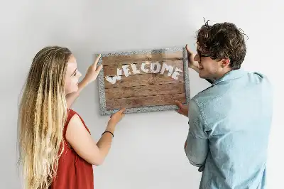 Magnetisch glazen planbord welkomstbord met bedrukking voor aan de muur