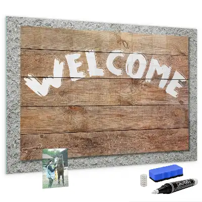 Magnetisch glazen planbord welkomstbord met bedrukking voor aan de muur