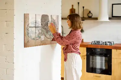 Magnetisch planbord van bedrukt glas met wereldkaart design
