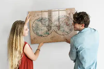 Magnetisch planbord van bedrukt glas met wereldkaart design