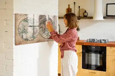 Magnetisch planbord van bedrukt glas met wereldkaart design