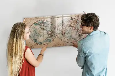 Magnetisch planbord van bedrukt glas met wereldkaart design