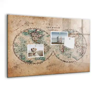Magnetisch planbord van bedrukt glas met wereldkaart design