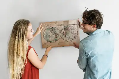 Magnetisch planbord van bedrukt glas met wereldkaart design