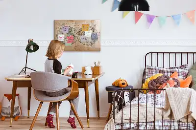Magnetisch planbord van bedrukt glas met wereldkaart design