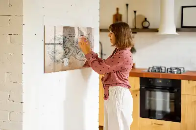 Magnetisch planbord van bedrukt glas met wereldkaart design