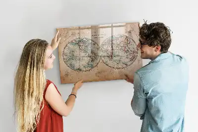Magnetisch planbord van bedrukt glas met wereldkaart design
