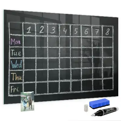 Glazen memobord met print inclusief neodymium magneten voor lestafel