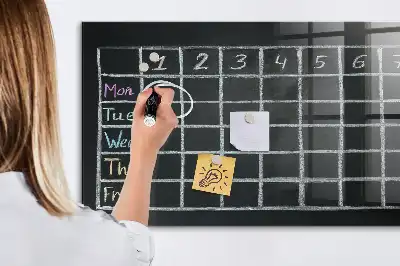 Glazen memobord met print inclusief neodymium magneten voor lestafel