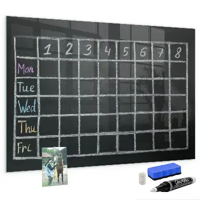 Glazen memobord met print inclusief neodymium magneten voor lestafel